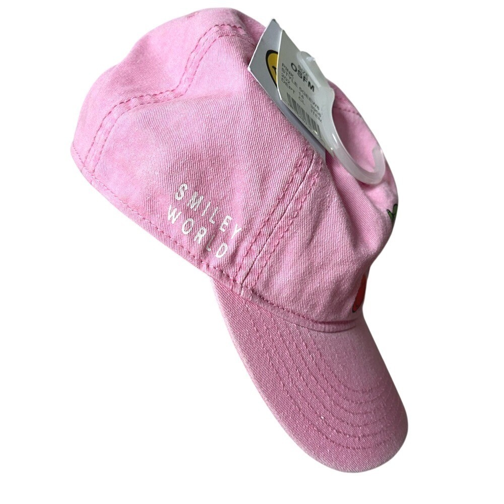 Smiley World Cherry Smile Baseball Cap Hat Kids One Size Pink Embroidered NWT - Picture 2 of 13